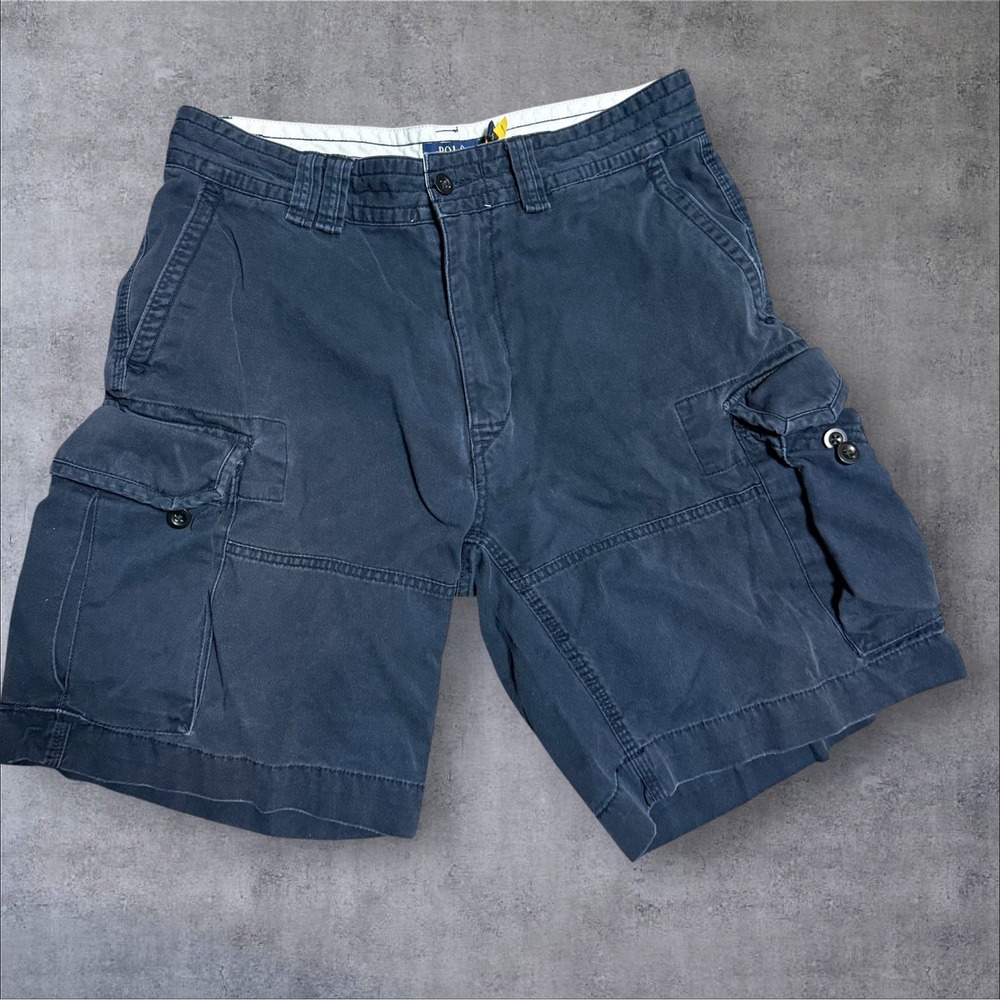 Polo Ralph Lauren Cargo Shorts Mens 34 Classic Fit Canvas Chino Blue Casual